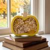 Yousheng Halloween Wooden Lighted Pumpkin for Tabletop, Spooky Pumpkin Lantern Shadow Box for Halloween Party, Dinning, Coffee Table Decoration