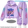 Kp-op Kids New Fashion Cartoon Print 2pcs Hoodie+Pants Sportsuits Casual Outfits Clothes for 2-13 Years Boys Girls