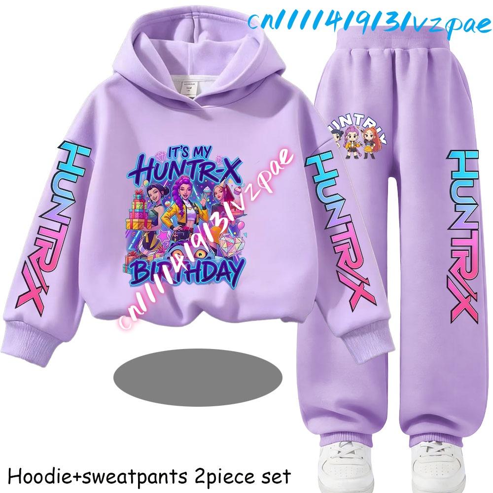 Kp-op Kids New Fashion Cartoon Print 2pcs Hoodie+Pants Sportsuits Casual Outfits Clothes for 2-13 Years Boys Girls