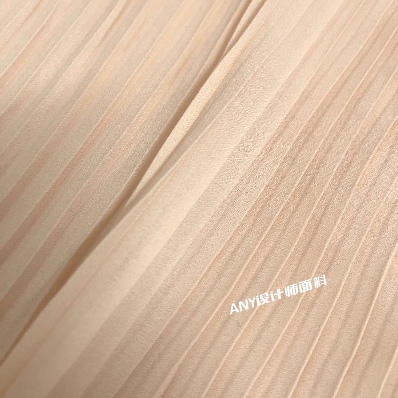 Pleated Fabric Chiffon Slightly Transparent By The Meter for Clothing Dress Curtain Diy Sewing Designer Cloth Breathable Pink