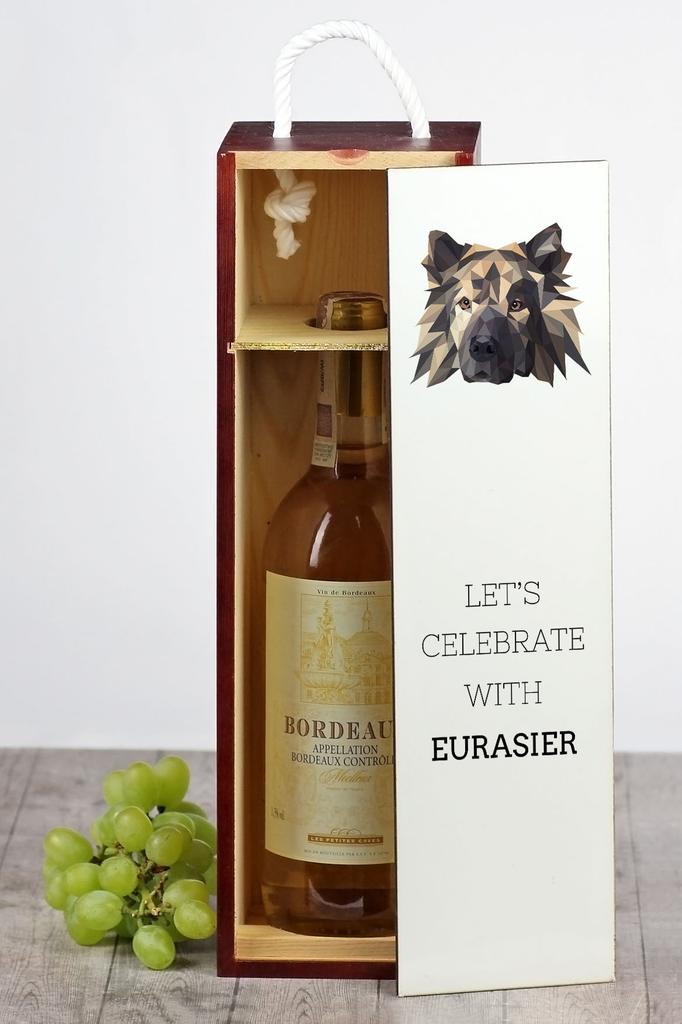 Eurasier, Eurasian - Geometryczne Pudełko Ze Zdjęciem I Napisem Na Wino Marki Art-Dog