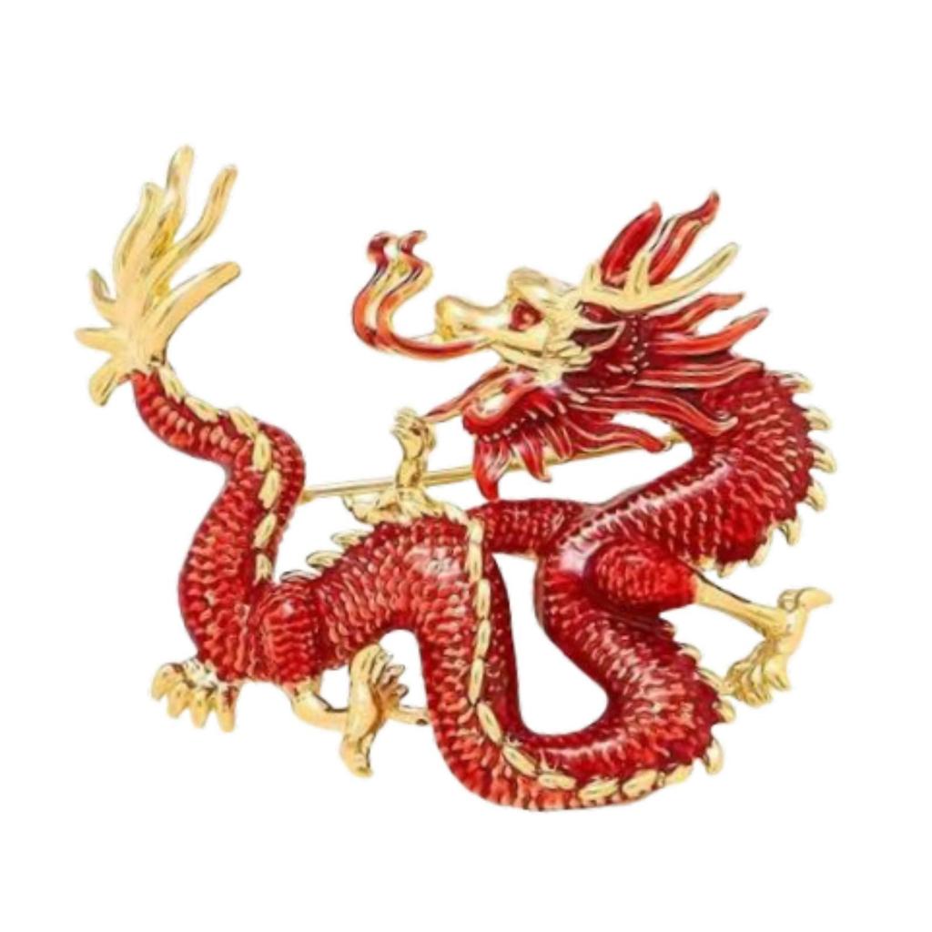 Dragon Brooch Animal Lapel Pin Fashion Jewelry Alloy Carving Artistic Style Suitable for
