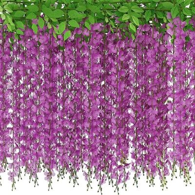 Hängende Künstliche Blumen Rattan 10 Zweige Große Simulation Glyzinienblumen Wasserdicht Handgefertigt Kunstseide Blumenranke