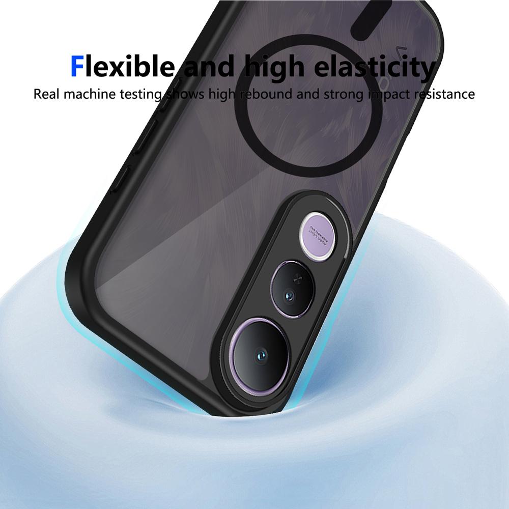 KEYSION Magnetic Phone Case for VIVO V50 Lite Silicone+PC Matte Translucent Clear Shockproof Back Cover for VIVO V50 Lite 5G