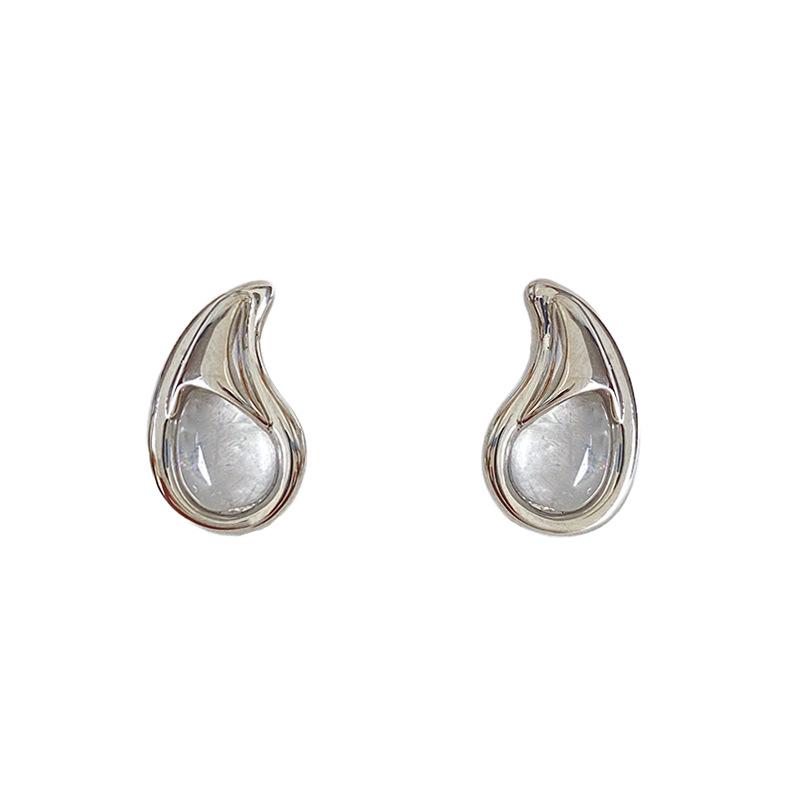 2025 Trendy Teardrop Earrings: Women's Fashion Studs with Inlaid Natural Crystals