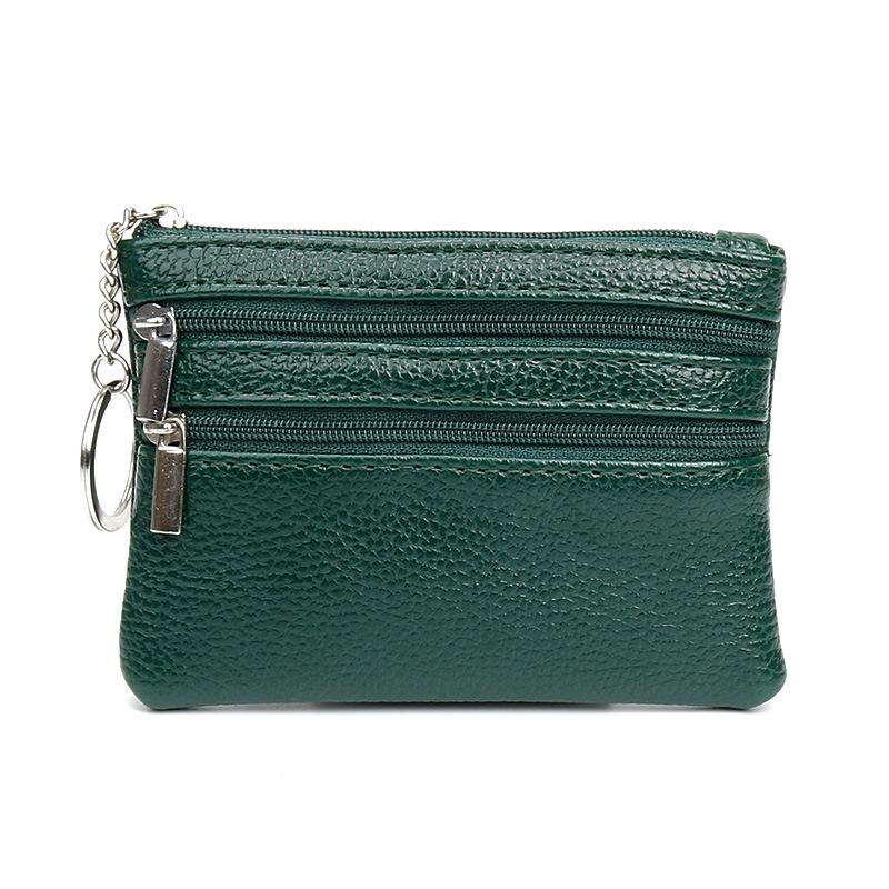 Women's Lychee Pattern Coin Purse & Cosmetic Storage Bag with Zipper and Card Holder