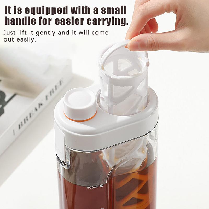 800ML Manual Cold Brew Coffee Maker Press Type Iced Tea Infuser Pitcher With Removable Filter Summer Portable Coffeeware Pot