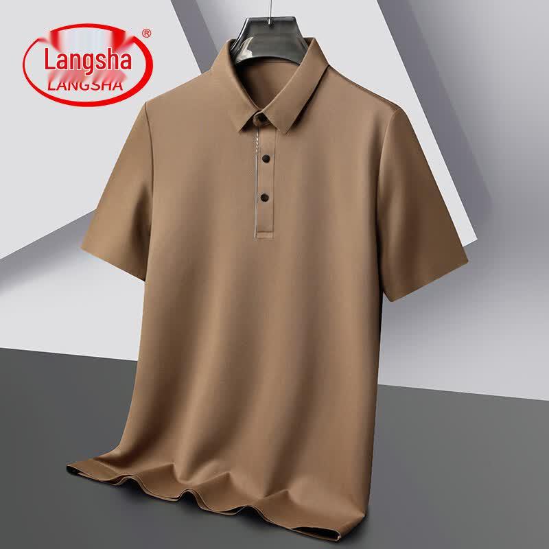 Langsha Men's Ice Silk Plus Size Polo Shirt