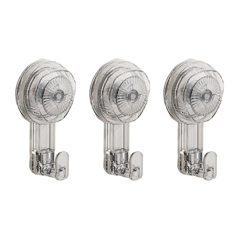 3Pcs Reusable Suction Cup Hook Waterproof Bathroom Shower Hook Detachable Kitchen Towel Hanger Hook Bathroom Accessories