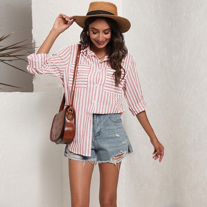 Elegant Women's summer blouses  striped casual woman tops women shirt blouse blusas blusa feminina long sleeve top female mujer