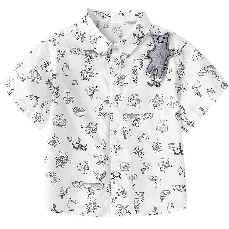 Balabala Boys Graffiti Print Short-Sleeve Shirt 100