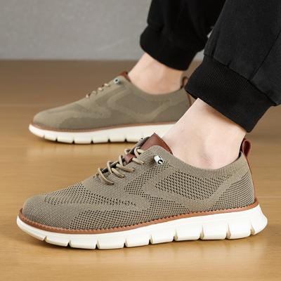 Fashion Fashion Khaki Men's Summer Sneakers Breathable Knit Lace-up Lightweight Casual Shoes For Men New Comfortable Urban Man Sneakers