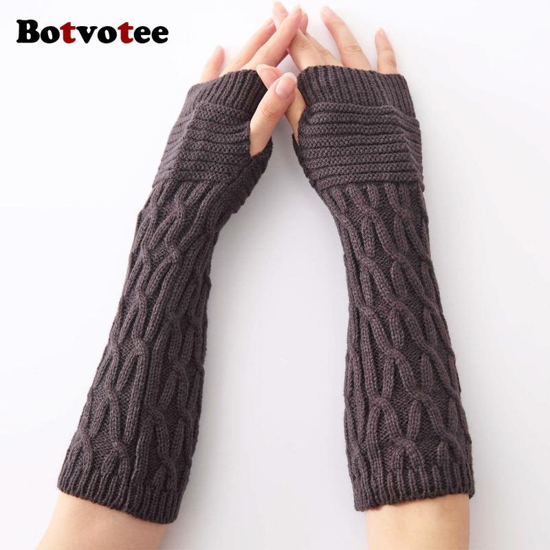 Botvotee Y2k Accessories Sleeves for Women Free Shipping Arm Warmers Winter Warm Knit Fingerless Gloves Half Finger Oversleeve