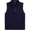 Polo SS25 Solid Cotton Small Pony Embroidered Sleeveless Short Slim Fit Polo Shirt Women Tops Deep-Blue WMPOKNINB920254-410