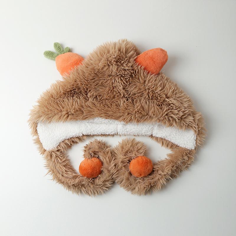 

Korean New Carrot Plush Lei Feng Hat for Girls In Winter Thickened Warmth and Cold Protection Ear Protection Cute Versatile Hat one size