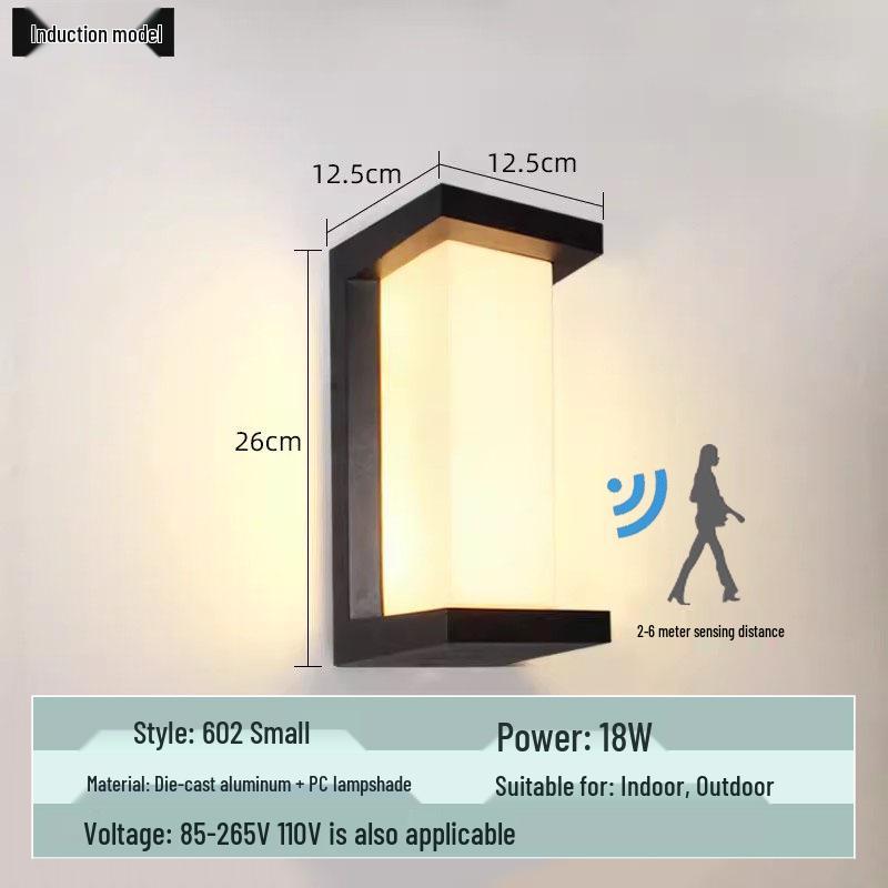 Lampă de Perete de Exterior în Formă de Lună, Rezistentă la Apă, cu Senzor Infraroșu, pentru Curte, Balcon și Prag