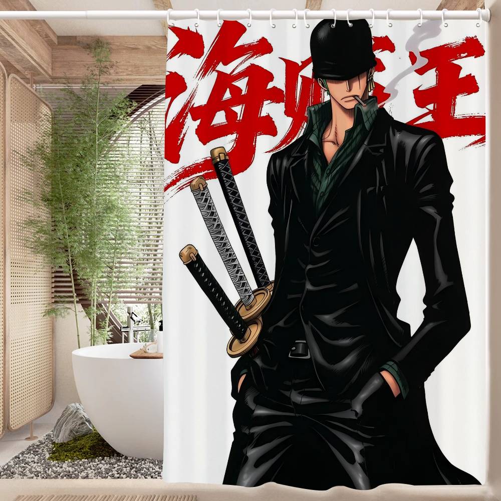 RORONOA ZORO ONE PIECE Anime Modern Simple Shower Curtain Bathroom Decorative Polyster Shower Curtain With Hook