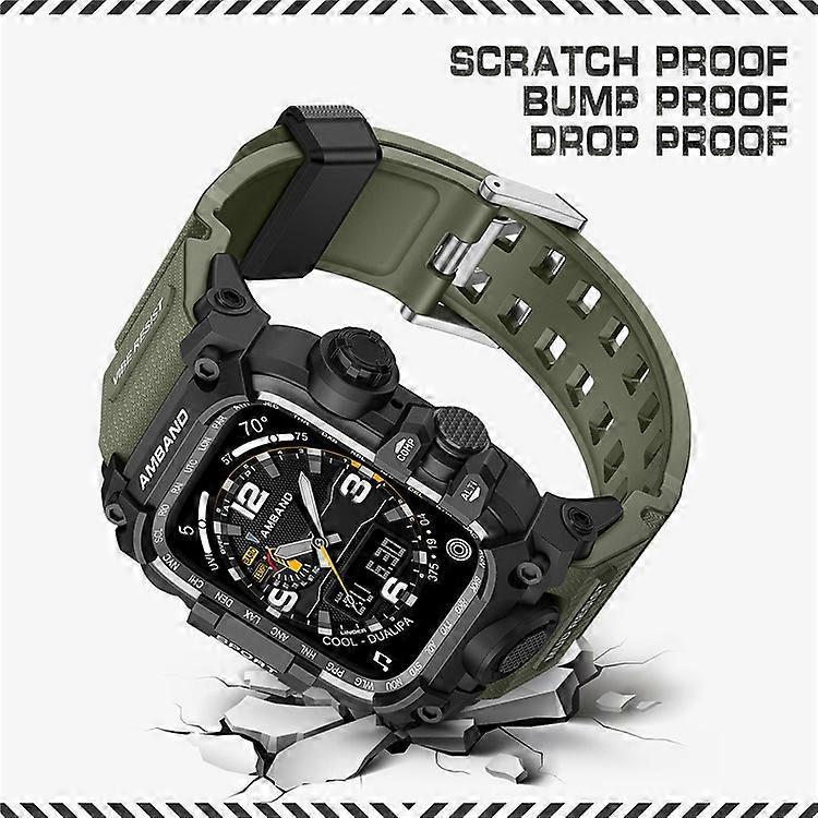 AMBAND Apple Watch Ultra 49mm Uyumlu Darbeye Dayanıklı Entegre Kılıflı TPU Saat Kayışı
