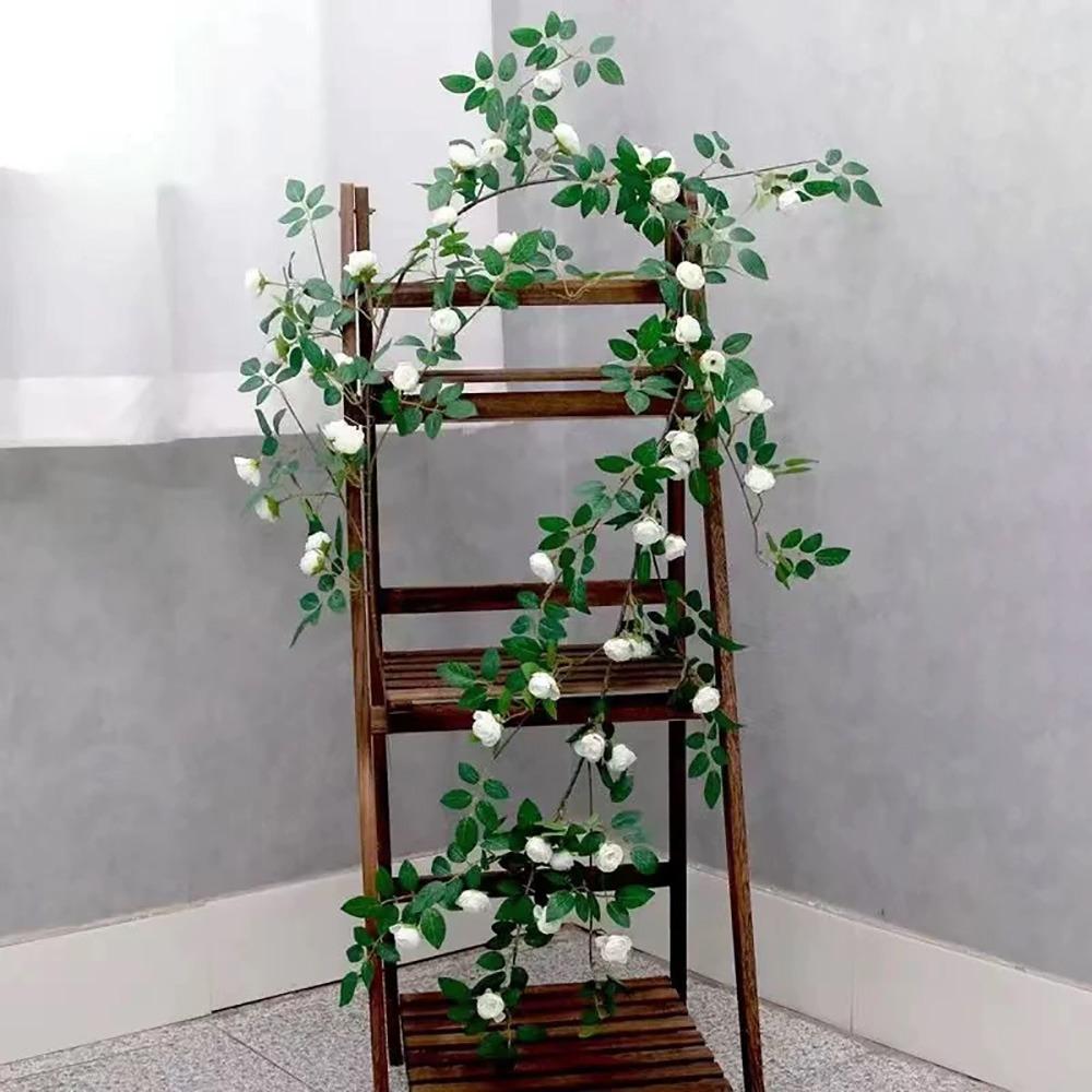 Multicolor Rose Artificial Flower Vine Silk Petals Length 180cm Simulation Flower Vine Green Leaves 54 Heads