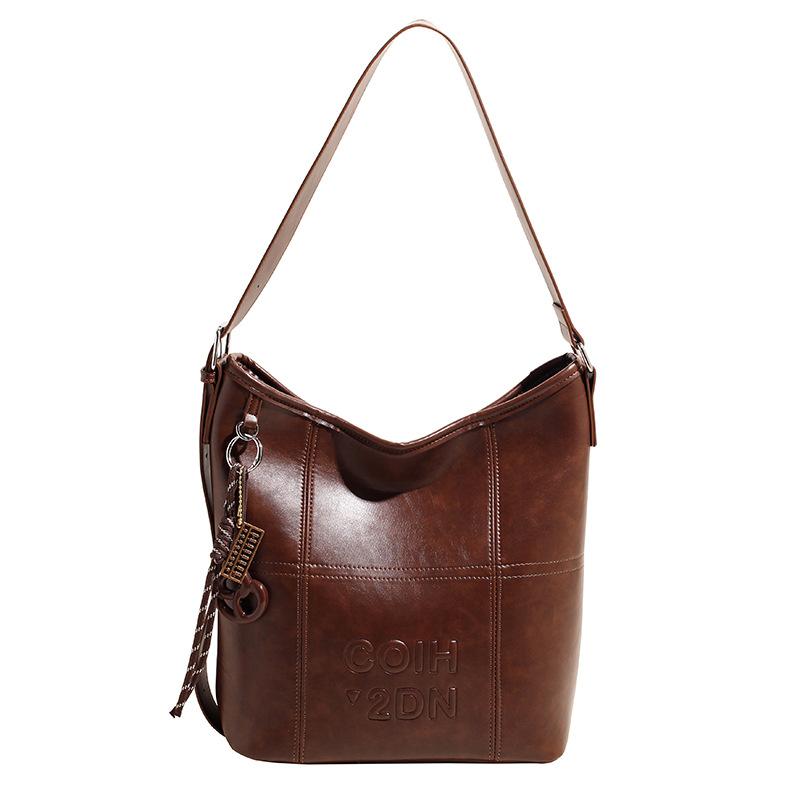 High Quality Wholesale Personalized Niche Retro Maillard Simple Tote Bag Women's Commuter Versatile Shoulder Bag