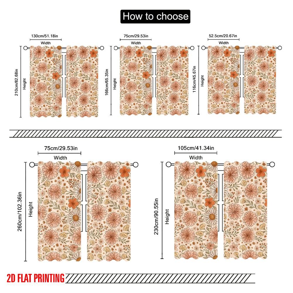 2pcs,2D plane printing Popular Curtain Panels Blossom Harmony Polyester Woven (without rod) Decorations Outdoor for Living Room,