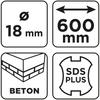 Wiertło do betonu SDS Plus z podwójną spiralą 18 x 600 mm