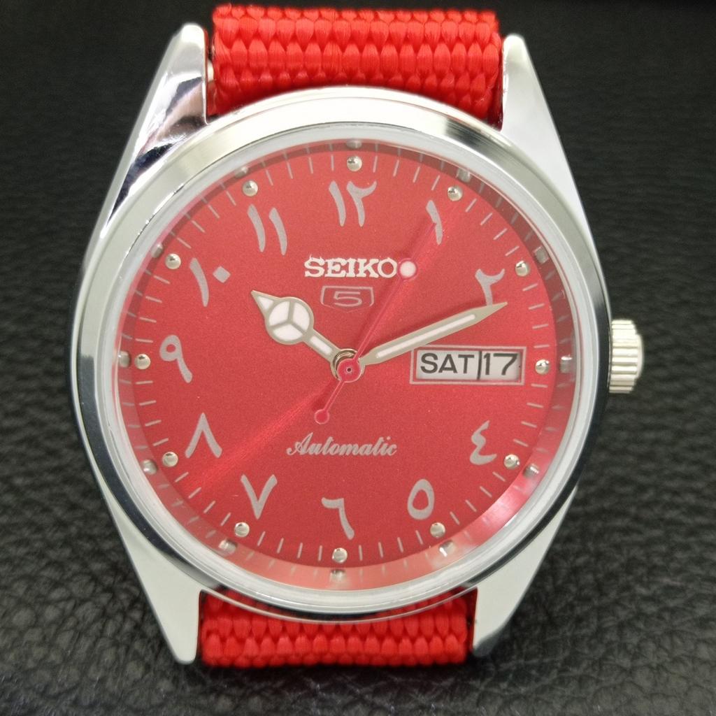 VINTAGE REFURBISHED SEIKO 5 AUTOMATIC 6309A JAPAN MENS RED DIAL WATCH a441228-4