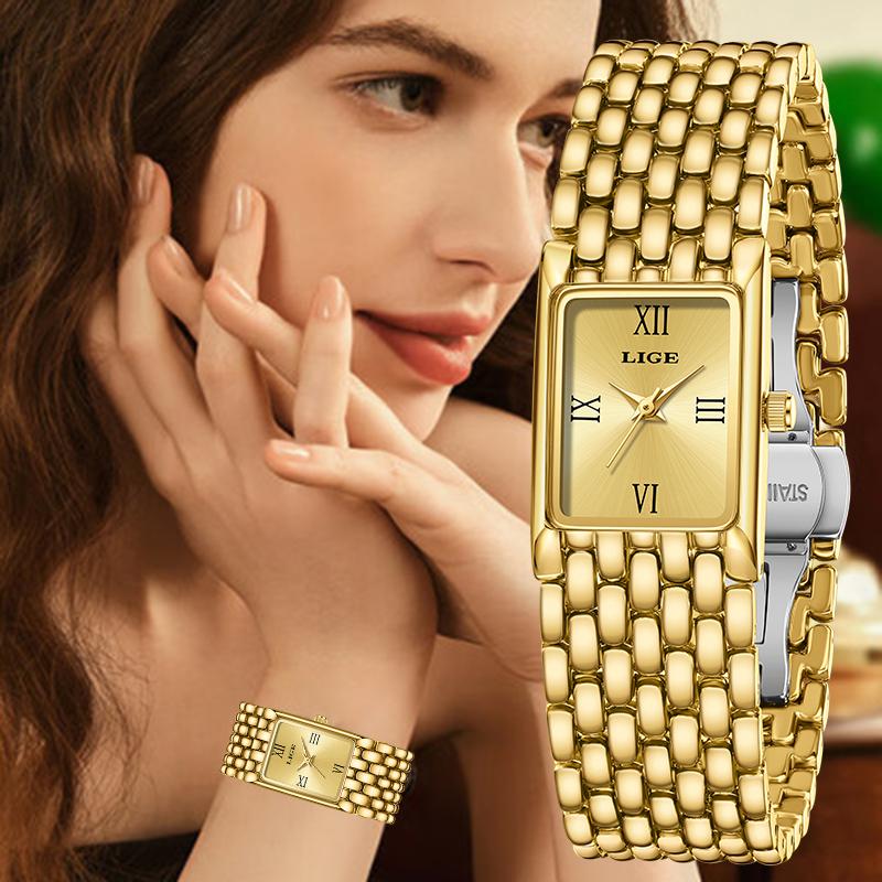 LIGE Women's Watch Fashion quartz Luxury Stainless Steel Bracelet Retro Waterproof vintage watches casual Watch for Women reloj
