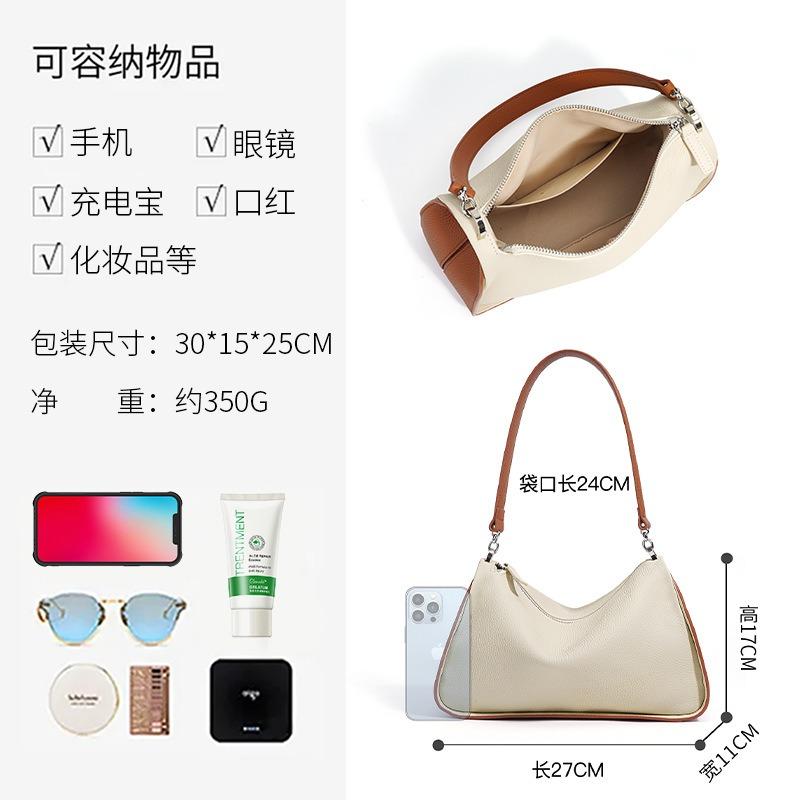 Bag women's new first-layer cowhide crossbody pillow bag women's niche commuting high-end simple leather shoulder bag