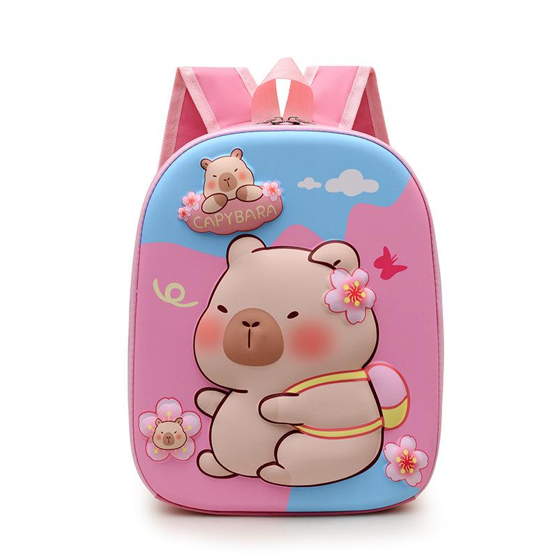 School Bag Kapibara Bag Cartoon Hard Shell Bag 3-6 Years Old Trendy Fashion Shoulder Back