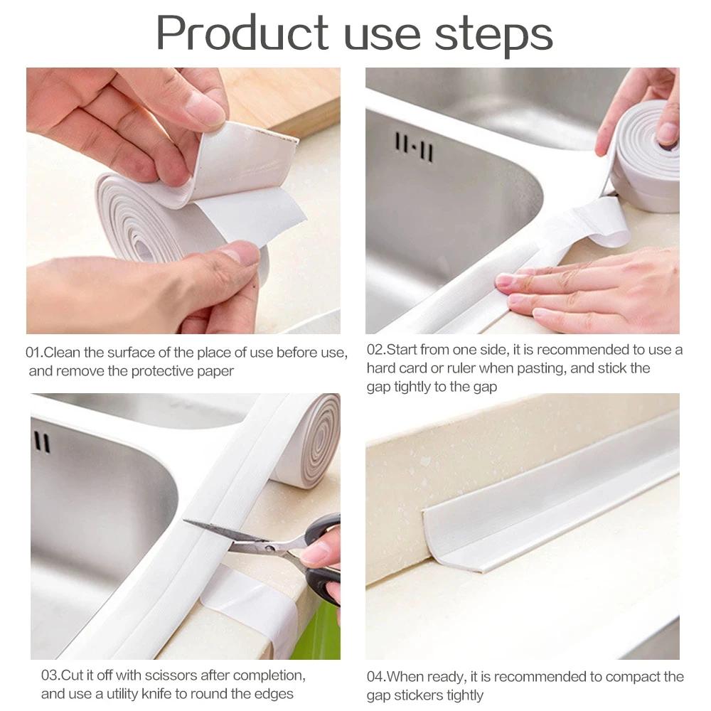 PVC Sealing Tape Wall Sticker Kitchen Waterproof Tape Sink Edge Waterproof Sticker Bathroom Accessories