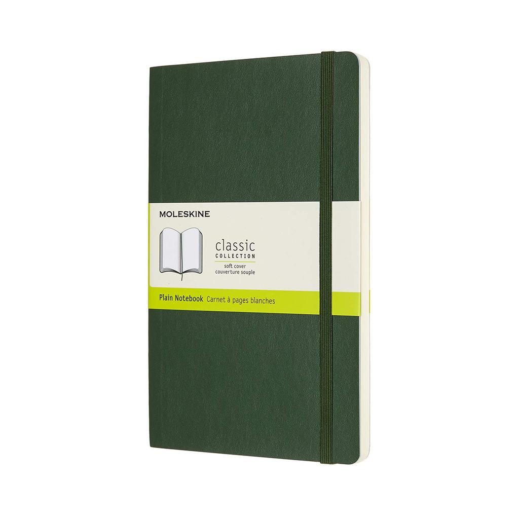 Moleskine Classic Notebook Soft Cover Plain Large Size wide x 21cm Myrtle Green QP618K15 (13cm long)