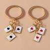 Creative Enamel Heart Ace Poker Keychain Playing Cards Keyring Pendants for Women Girl Handbag Accessories DIY Jewelry Gifts