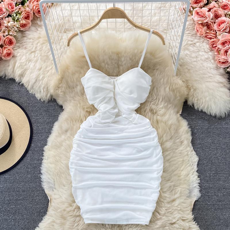 RUGOD Sexy Hot Girl Backless Suspender Dress Women's 2022 New Summer Blue Tight Hip Short Dress