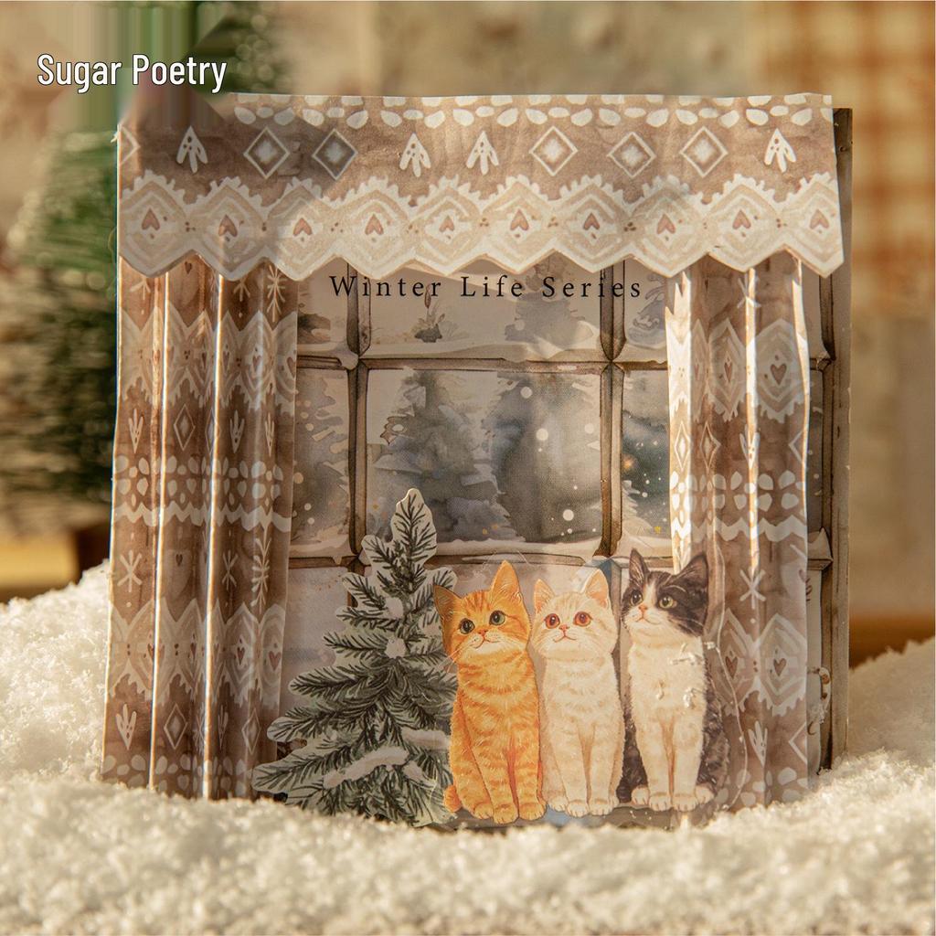 Roaming Autumn & Winter Series: 30 Sheets of Winter-Themed White Kraft Paper for Collage