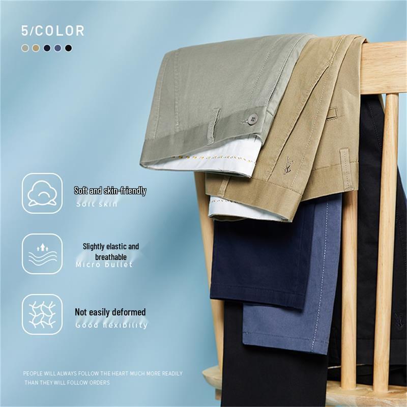 Dance with Wolves Men's Quality Cotton Stretch Business Casual Pants