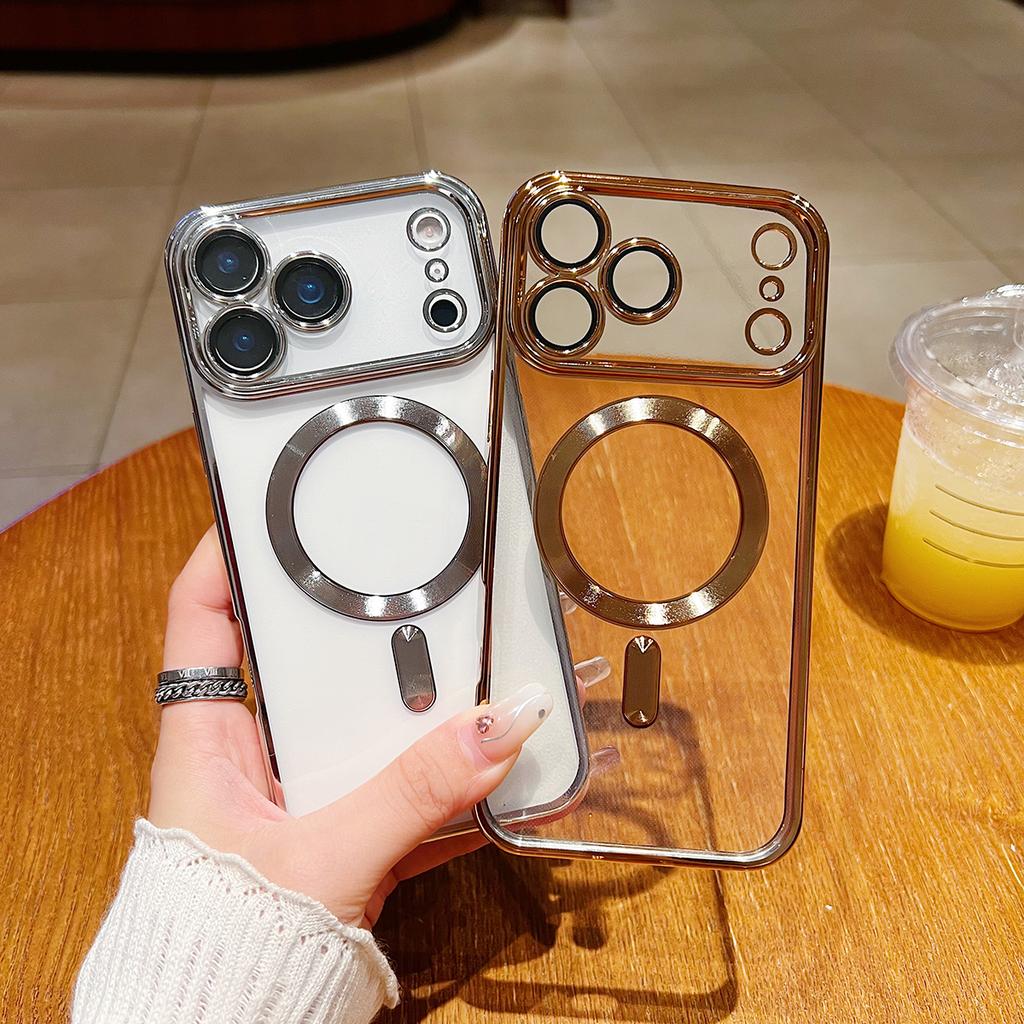 Luxury for Magsafe Plating Soft Silicone Case for iPhone 17 Air 16 15 14 13 12 Pro Max 11 Plus Magnetic Camera Protective Cover