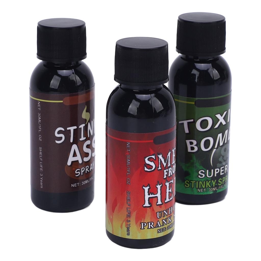 3 adet 30ml Osuruk Spreyi Şaka Kompakt Taşınabilir Koku Spreyi Komik Koku Eğlence Bombası Partiler ve Etkinlikler için