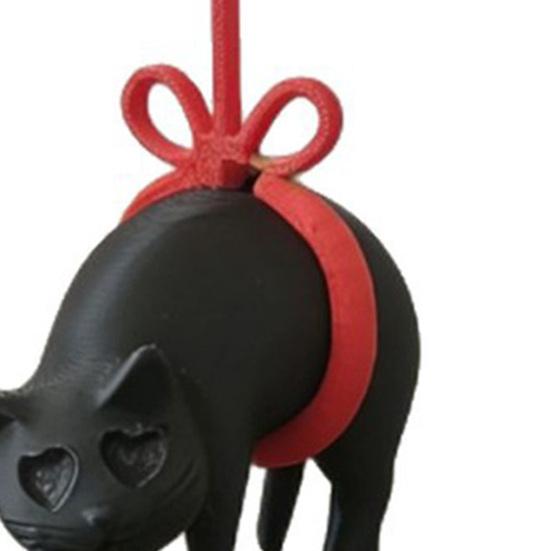 Cute Cat with Red Heart Balloon Figurine 3D Printed Romantic Love Heart Kitten Statue for Desk Shelf Decor Gifts for Cat Lovers