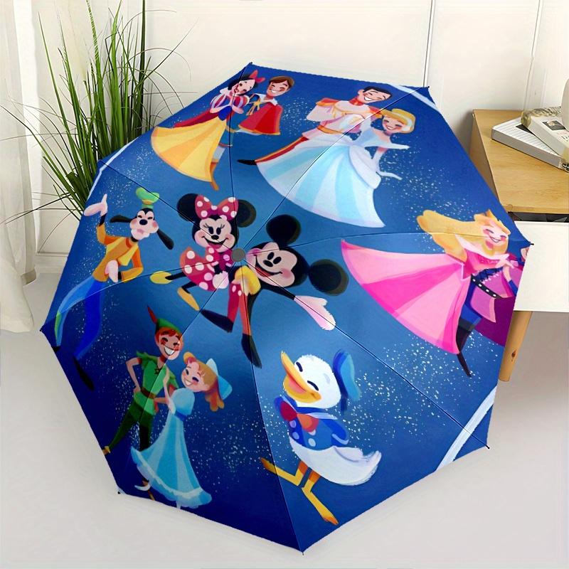 Disney Princesses and Princes Cartoon Umbrella, Portable 3-Fold Compact Umbrella, Suitable for Camping, Hiking and Travel, Ideal Easter Birt