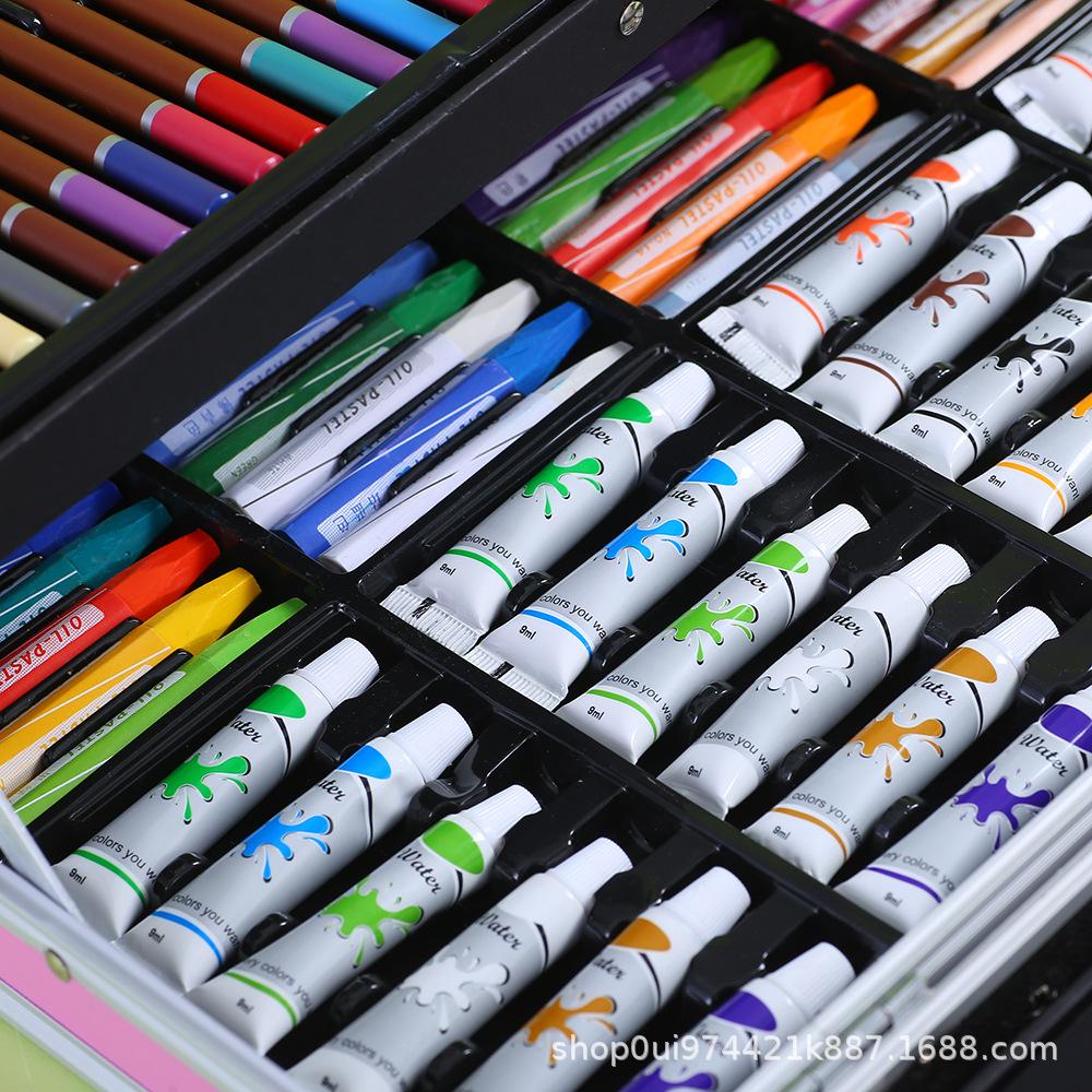 Pinsel 145 Aluminium Box Set: Doppelschichtige Kinder-Zeichen- und Graffiti-Kunstwerkzeuge - Perfektes Preisgeschenk zum 1. Juni