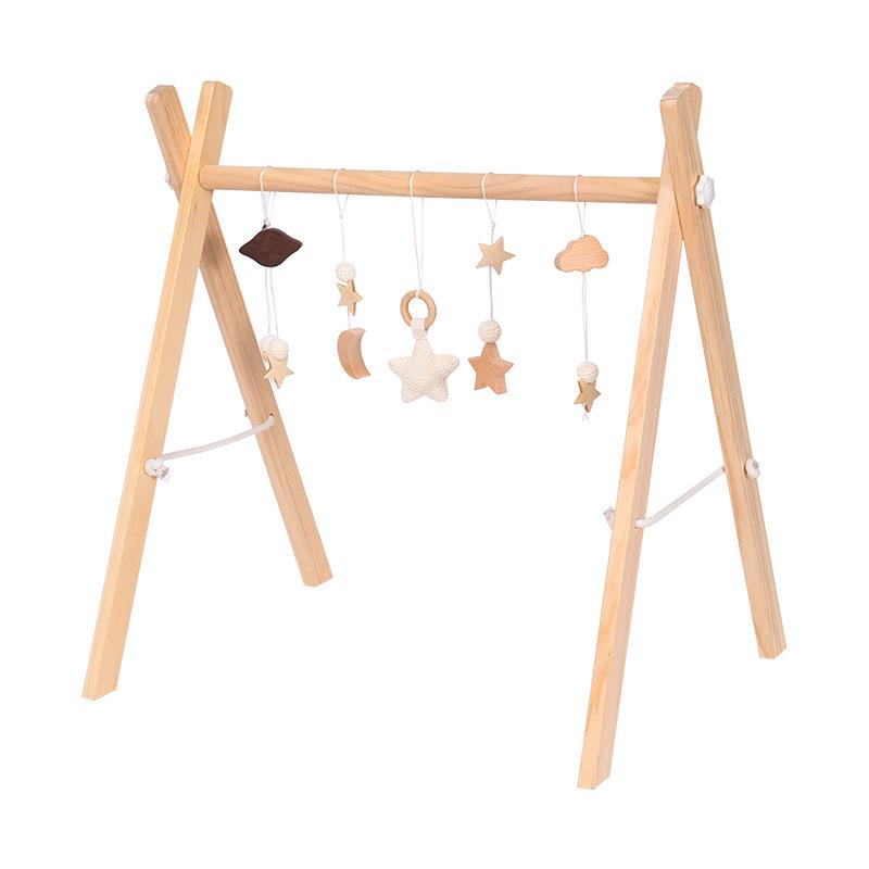 Nordic Wooden Baby Fitness Toy with Bells and Hanging Ornaments