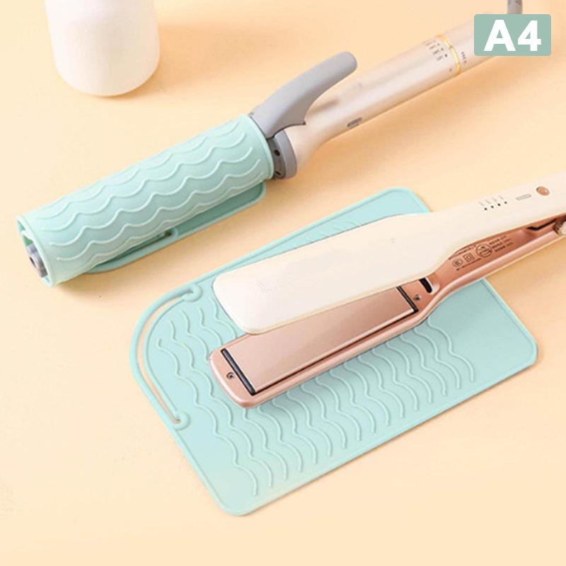 Silikon-Abdeckung für Lockenstäbe, rutschfeste, flache Isoliermatte für Lockenstäbe, Aufbewahrungstasche für Haarglätter, Friseurwerkzeuge