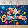 Spanish Birthday Party Decorations, Colorful Backdrop with Flowers and Balloons, Background for Photography, Party Supplies44