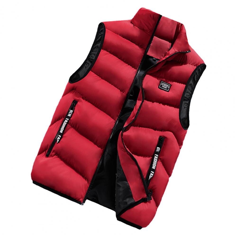 Colete Acolchoado Masculino Colete Acolchoado Masculino de Inverno à Prova de Vento com Gola Alta Fecho de Zíper Colete Elegante com Proteção de Pescoço para o Frio