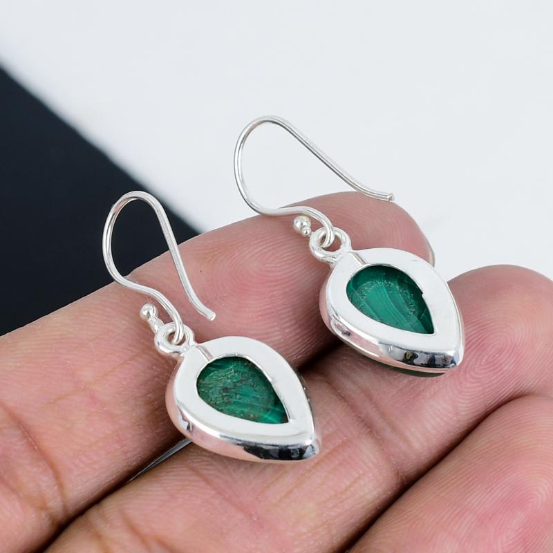 Naturaal Malachite Gemstone Earrings, 925 Sterling Silver Earring, Handmade Boho Silver Jewelry Dangle Earrings, Party Wear Gift