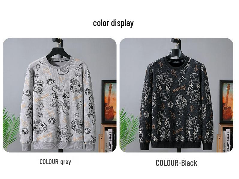 Trendy Men's Plus Size Crew Neck Sweatshirt - Spring/Autumn 2021 Collection for Larger Sizes