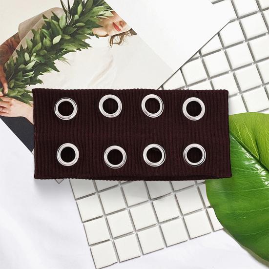 Women Hair Band Punk Style Rock Stretch Headband with Hollow Eyelets Aesthetic Design Hair Accessories