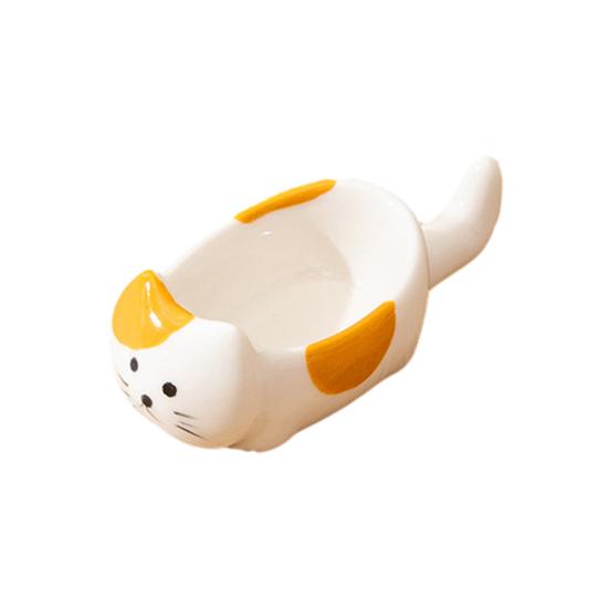 Soy Sauce Dish Cat-Shaped Mini Dipping Bowl Cute Ceramic Plate for Oil Salt Vinegar Sushi Butter Chili Jam Condiments Appetizers