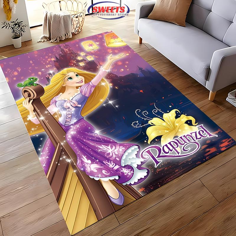 3D Princess Cartoon Carpet, Princess Rapunzel Living Room Bedroom Bed Mat, Modern Simple Style, Non-slip Durable Rug Fast Arrive